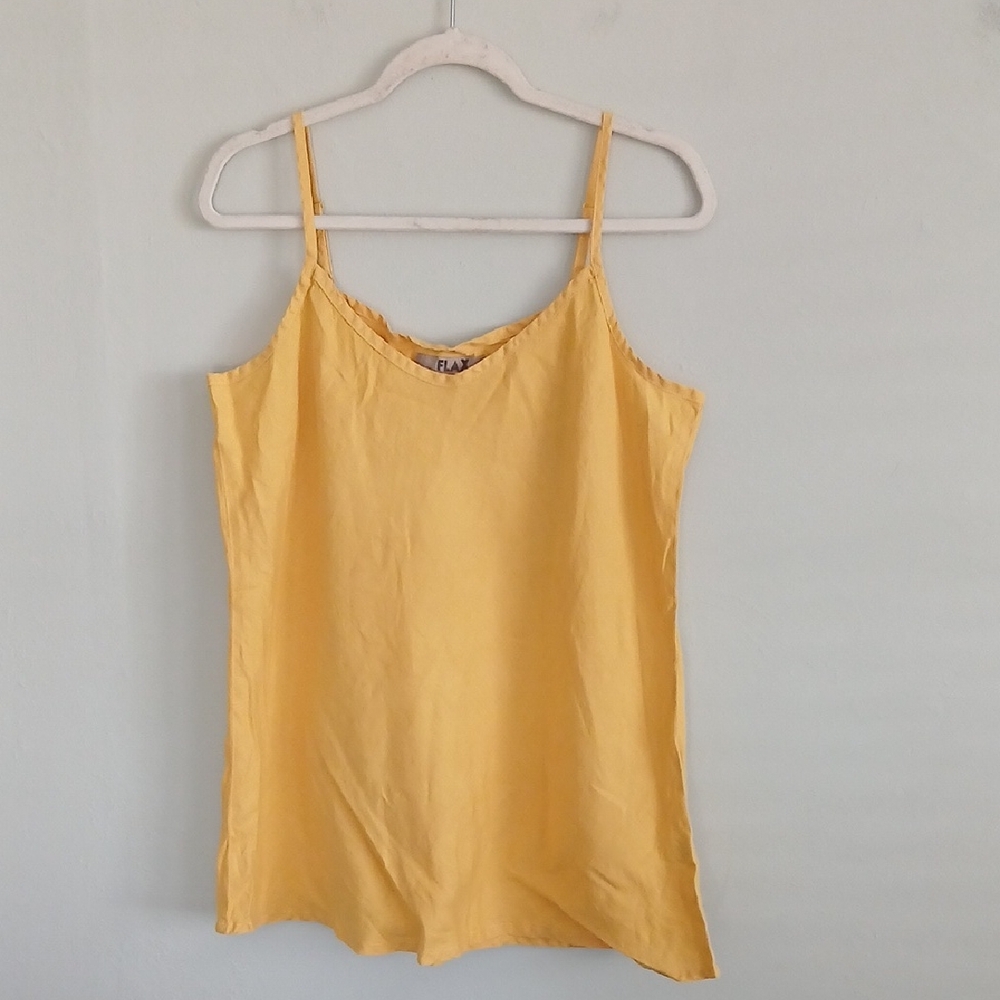 Flax Women's Yellow 100% Linen Camisole Tank Top Size Large